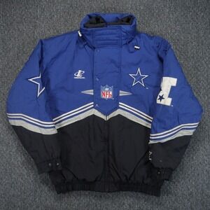 Dallas Cowboys Jacket Adult Extra Large Blue Black Logo Athletic Pro Line Mens *